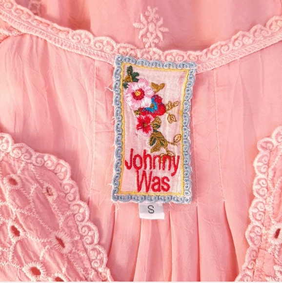 JOHNNY WAS Dusky Pink Dress Small UK 10 Broderie Anglaise Embroidered Sleeveless - Picture 8 of 10